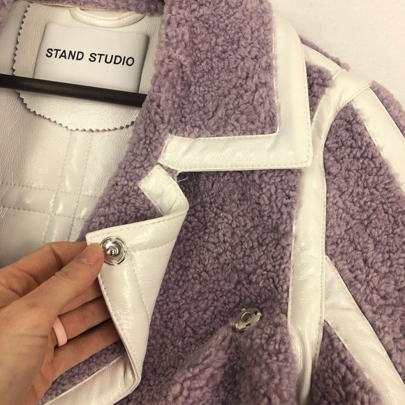Stand Studio Women's Size 36 (US 4) Pale Iris Purple White Kenzie Coat MRSR $995 - Picture 3 of 13